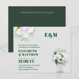 Bröllbjudan till BUDGET Blommigt Rosa Magnolias Gr