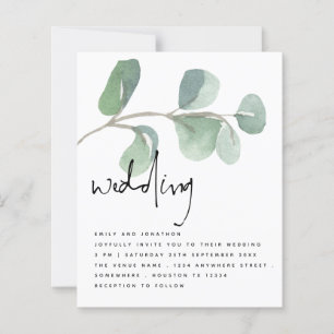 Bröllbjudan till BUDGET Eucalyptus Elegant-skript