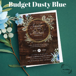 Bröllbjudan till BUDGET Rustic Dusty Blue Blommigt