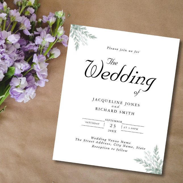 Bröllbjudan till budgetens eukalyptus Greenery Wed Flygblad (Skapare uppladdad)