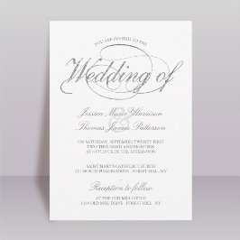 Bröllbjudan till chic Faux Silver Foil Script Wedd Inbjudningar