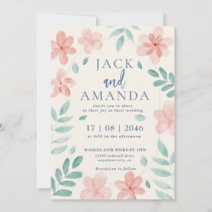 Bröllbjudan till chic Watercolor Rosa Blommigt  Inbjudningar