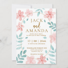 Bröllbjudan till chic Watercolor Rosa Blommigt  Inbjudningar