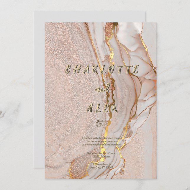 Bröllbjudan till Chicen Alcohol Bläck Inbjudningar (Fram/baksida)