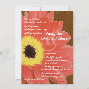 Bröllbjudan till Coral Gerber Daisy Wedding Inbjudningar