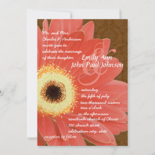 Bröllbjudan till Coral Gerber Daisy Wedding Inbjudningar