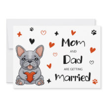 Bröllbjudan till Cute Whimsical Fransk Bulldog-brö