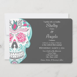 Bröllbjudan till Day of the dead Sugar Skull-bröll Inbjudningar