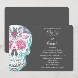 Bröllbjudan till Day of the dead Sugar Skull-bröll Inbjudningar