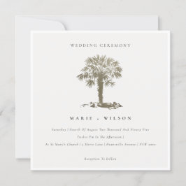 Bröllbjudan till den tropiska stranden Handflatan Tack Kort