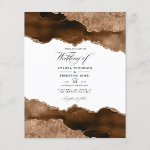 Bröllbjudan till Desert Guld Agate Watercolor Wedd Flygblad