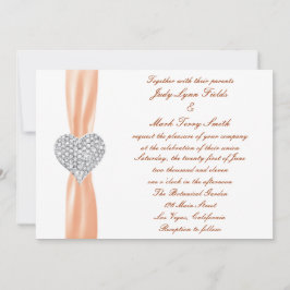 Bröllbjudan till Diamond Heart Orange-bröllop Inbjudningar