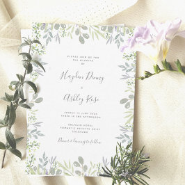 Bröllbjudan till Dreamy botanical grey Wedding Inbjudningar