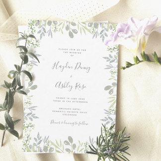 Bröllbjudan till Dreamy botanical grey Wedding Inbjudningar