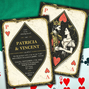 Bröllbjudan till drottning och Kung Poker Card Inbjudningar