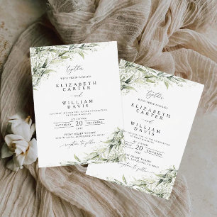 Bröllbjudan till Dusty Sage Grönt Wedding Inbjudningar