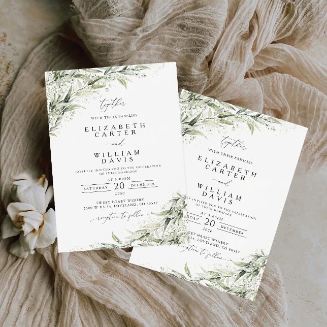 Bröllbjudan till Dusty Sage Grönt Wedding Inbjudningar (Skapare uppladdad)