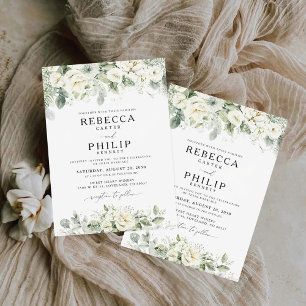 Bröllbjudan till Dusty Sage Grönt Wedding Inbjudningar