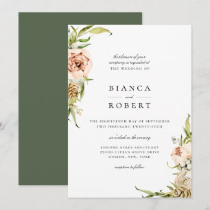 Bröllbjudan till elegant Botanical Forest Blommigt Inbjudningar