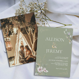 Bröllbjudan till elegant Botaniskt sändebud Grönt Inbjudningar