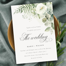 Bröllbjudan till elegant Fern Greenery White Blomm
