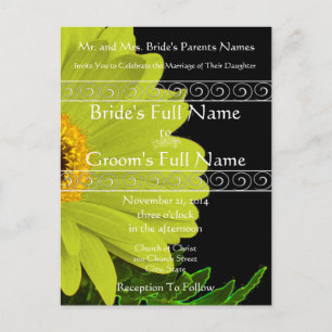 Bröllbjudan till elegant Gerber Daisy Wedding Inbjudan Vykort