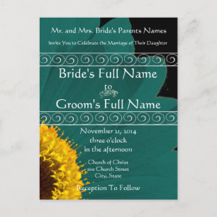 Bröllbjudan till elegant Gerber Daisy Wedding Inbjudan Vykort