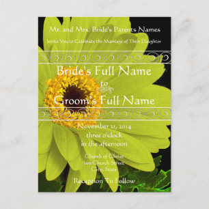 Bröllbjudan till elegant Gerber Daisy Wedding Inbjudan Vykort