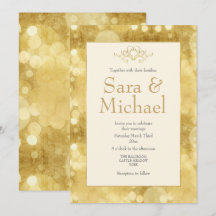 Bröllbjudan till elegant Guld Champagne-bröllopet