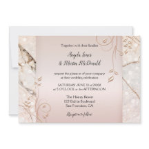 Bröllbjudan till elegant Marble Ro Guld Blommigt
