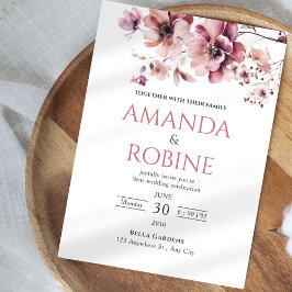 Bröllbjudan till elegant Rosa Watercolor Blommigt Inbjudningar