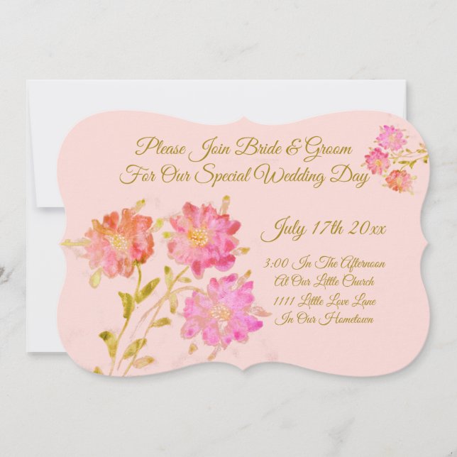 Bröllbjudan till elegant Rosa Watercolor Blommigt  Inbjudningar (Framsida)