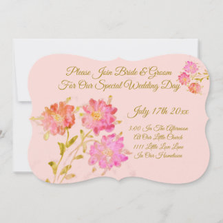 Bröllbjudan till elegant Rosa Watercolor Blommigt Inbjudningar