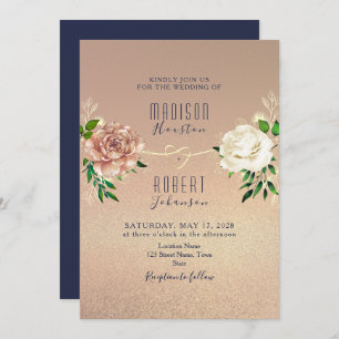 Bröllbjudan till elegantens marinorganisation Blue Inbjudningar