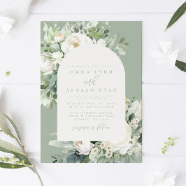 Bröllbjudan till Eucalyptus Blommigt Sage Grönt Sa Inbjudningar