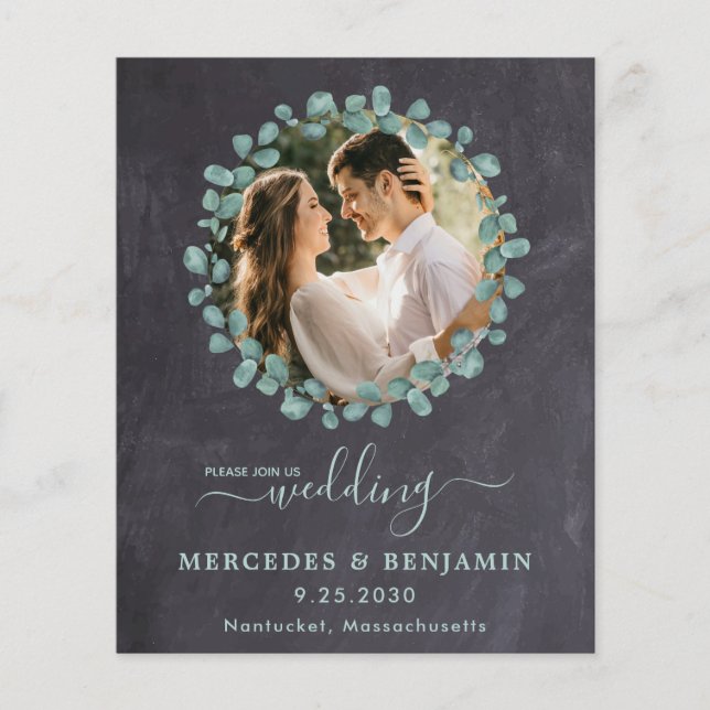 Bröllbjudan till Eucalyptus Photo Greenery QR-kode (Framsida)