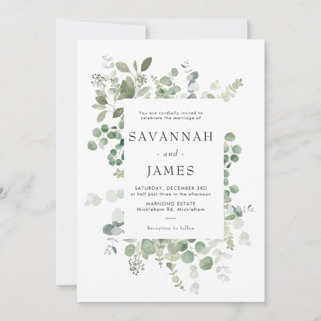 Bröllbjudan till Eucalyptus Ram Greenery Wedding Inbjudningar (Framsida)