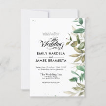Bröllbjudan till Eucalyptus Watercolor Budget
