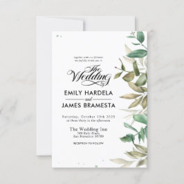 Bröllbjudan till Eucalyptus Watercolor Budget Inbjudningar