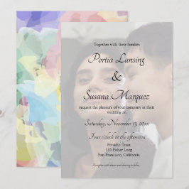 Bröllbjudan till Faux Vellum Effect Rainbow LGBTQ  Inbjudningar