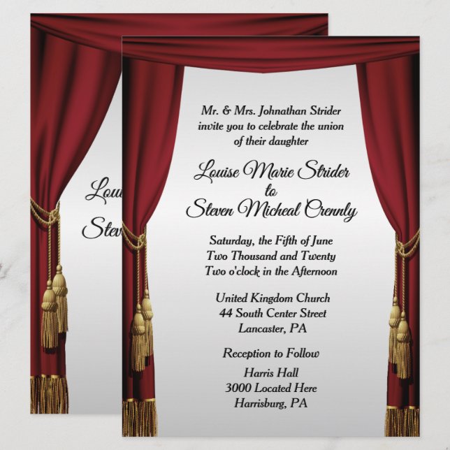 Bröllbjudan till filmtemat Silver Skärm Inbjudningar (Fram/baksida)