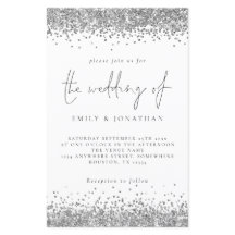 Bröllbjudan till Glam Silver Glitter