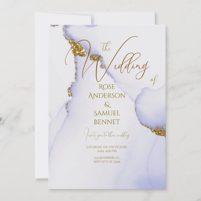 Bröllbjudan till Glitter om alkohol Bläck, handgjo Inbjudningar (Framsida)