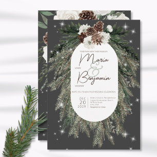 Bröllbjudan till Gnistran Boho Charcol Gräs Winter Inbjudningar