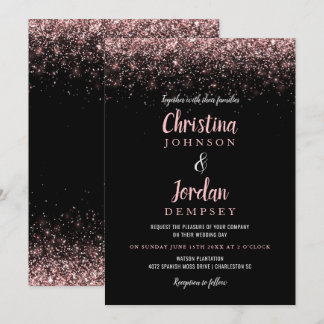 Bröllbjudan till Gnistran ro Guld Glitter Inbjudningar
