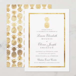 Bröllbjudan till GoldenTropical Pineapple Guld Inbjudningar