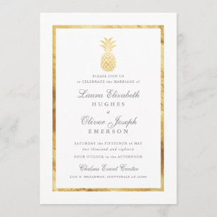 Bröllbjudan till GoldenTropical Pineapple Guld Inbjudningar