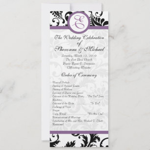 Bröllbjudan till Grape Trim Black Damask Swirls Inbjudningar