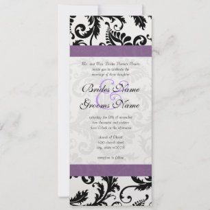 Bröllbjudan till Grape Trim Black Damask Swirls Inbjudningar