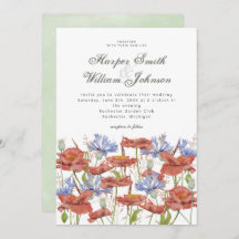 Bröllbjudan till gräsblommor på vattenfärgen